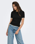 ONLY T-skjorte Virro S/S Double - Black Cloud Dancer