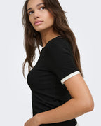 ONLY T-skjorte Virro S/S Double - Black Cloud Dancer