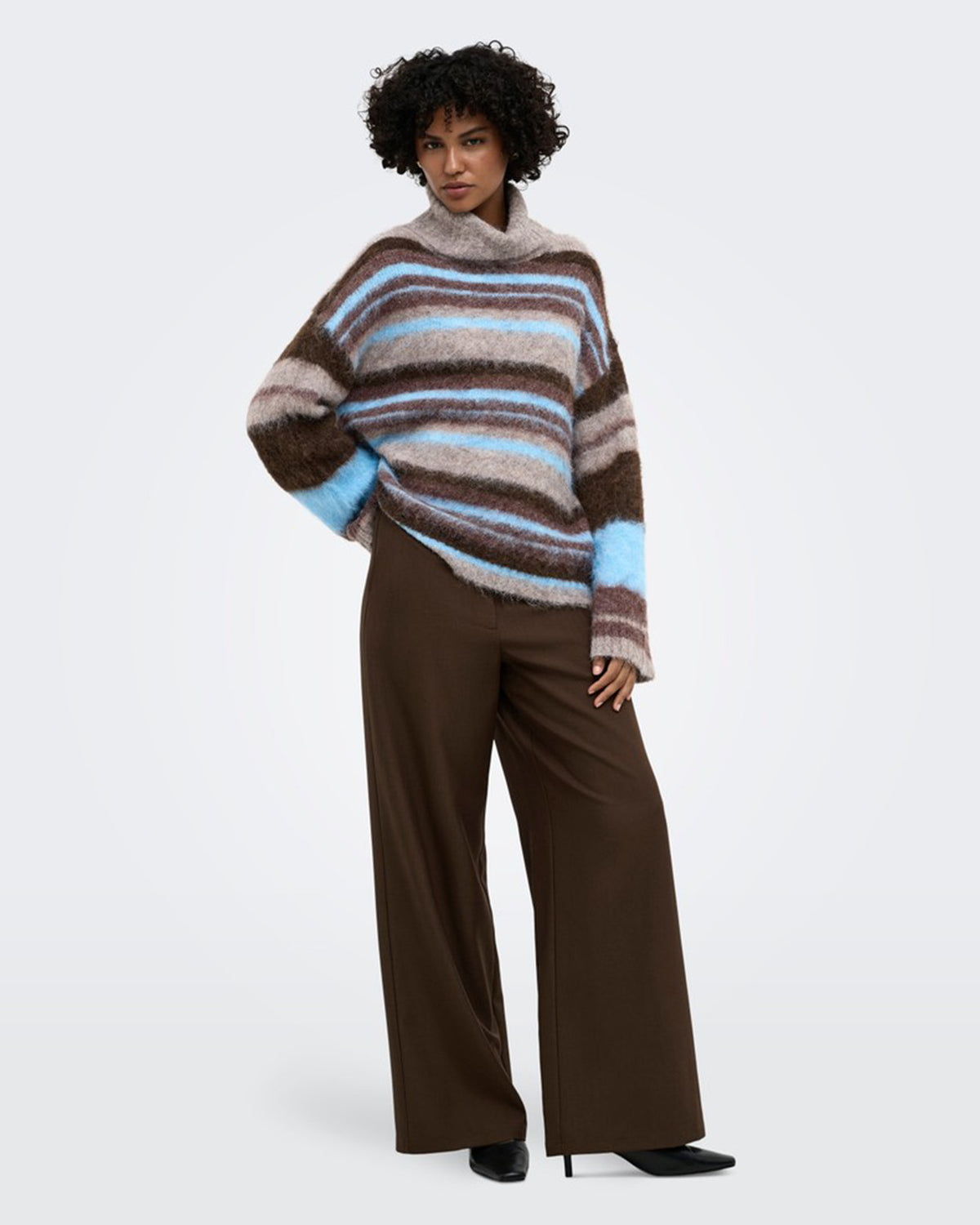 ONLY Strikkegenser Peril LS Rollneck - Taupe Gray Block/ Coffee/ Decad/ Blissf/ Mel