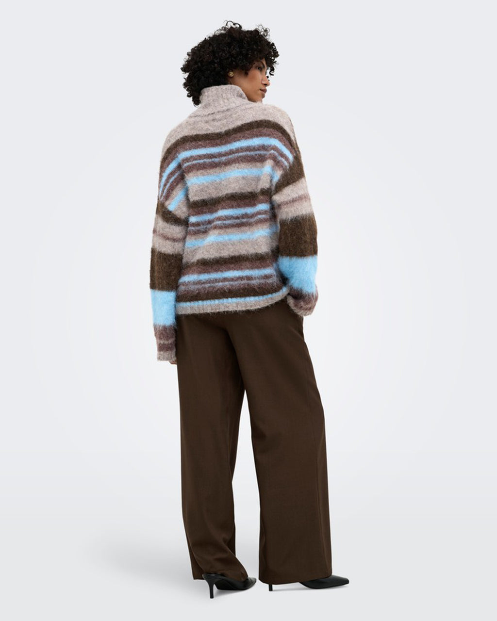 ONLY Strikkegenser Peril LS Rollneck - Taupe Gray Block/ Coffee/ Decad/ Blissf/ Mel