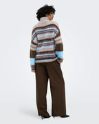ONLY Strikkegenser Peril LS Rollneck - Taupe Gray Block/ Coffee/ Decad/ Blissf/ Mel