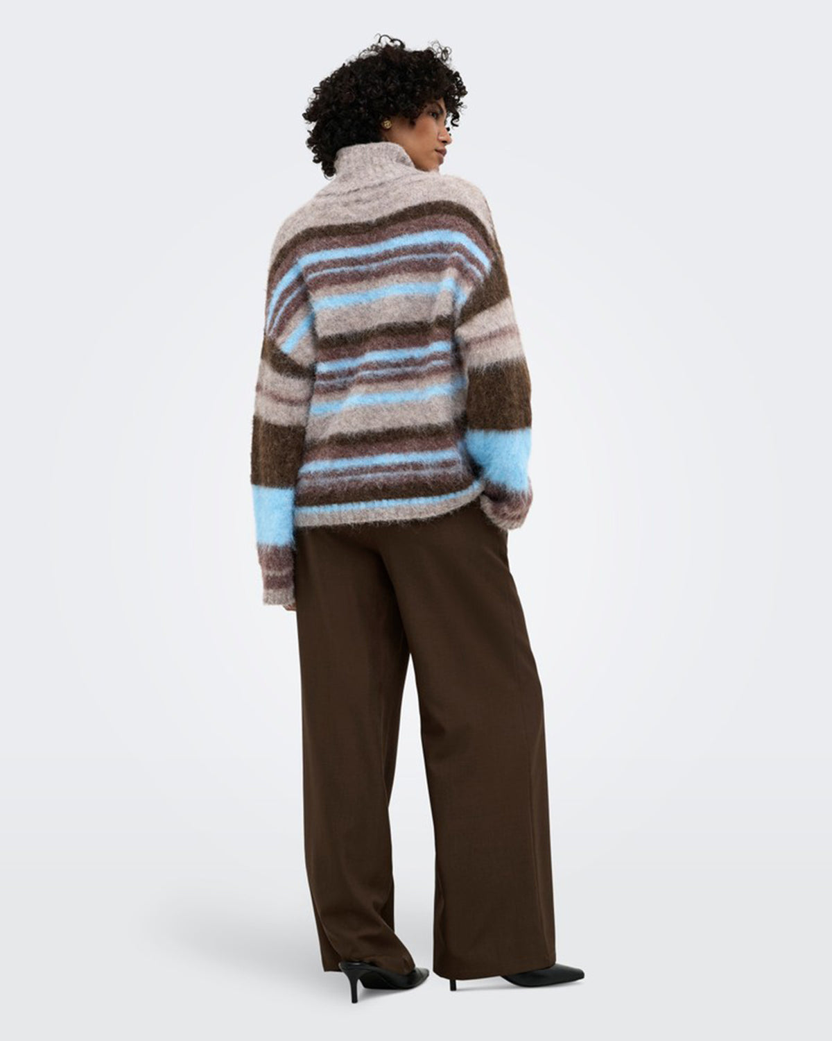 ONLY Strikkegenser Peril LS Rollneck - Taupe Gray Block/ Coffee/ Decad/ Blissf/ Mel