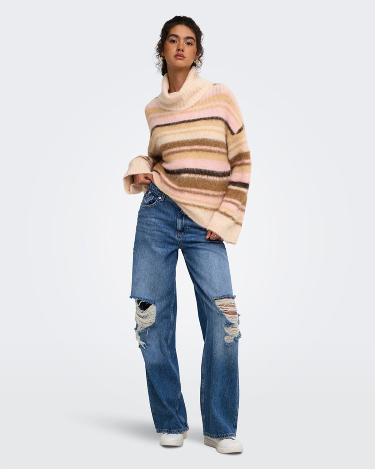 ONLY Strikkegenser Peril LS Rollneck - Birch Thin/ Humus/ Breen/ Coffee/ Pale/ Mel