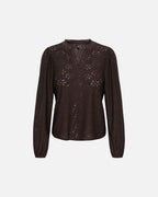 ONLY Topp Smilla L/S V-neck Lace - Chocolate Torte