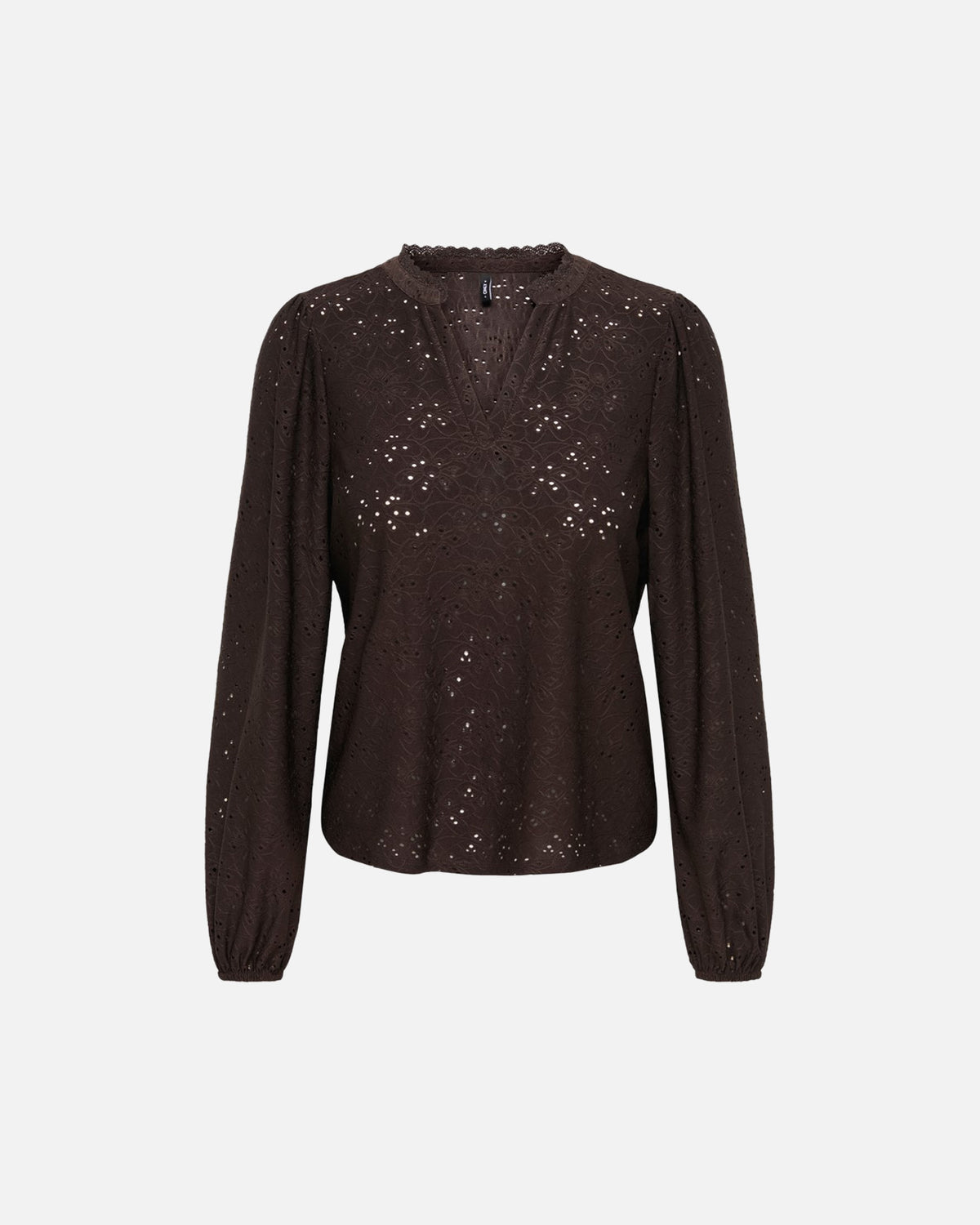 ONLY Topp Smilla L/S V-neck Lace - Chocolate Torte