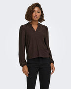 ONLY Topp Smilla L/S V-neck Lace - Chocolate Torte