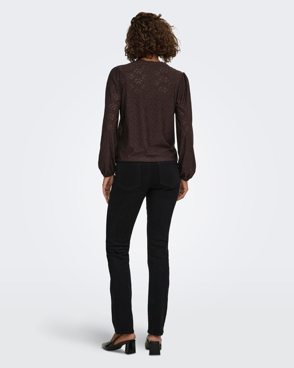 ONLY Topp Smilla L/S V-neck Lace - Chocolate Torte