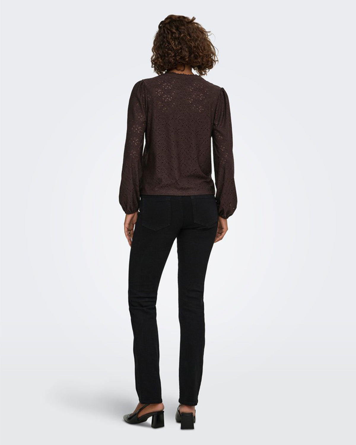 ONLY Topp Smilla L/S V-neck Lace - Chocolate Torte