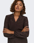 ONLY Topp Smilla L/S V-neck Lace - Chocolate Torte
