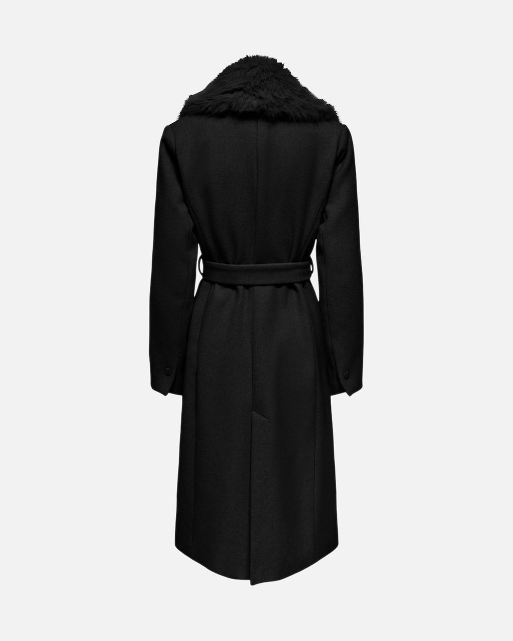 ONLY Kåpe Annie Fur Collar Belted - Black/ Black