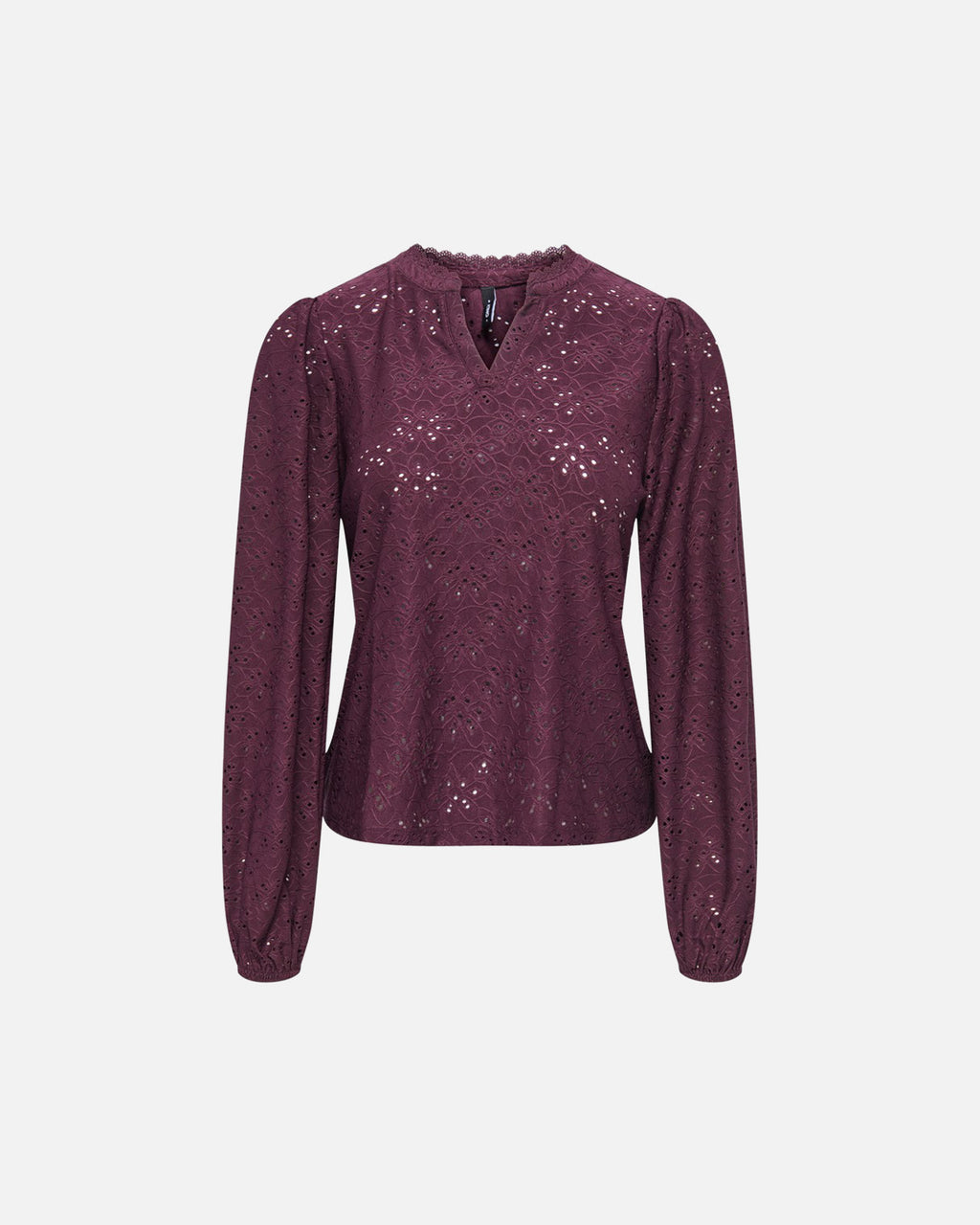 ONLY Topp Smilla L/S V-neck Lace - Winetasting