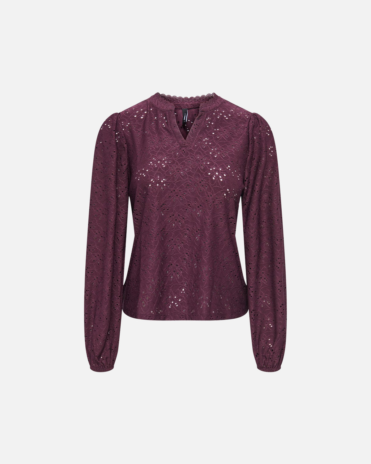 ONLY Topp Smilla L/S V-neck Lace - Winetasting