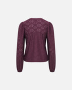 ONLY Topp Smilla L/S V-neck Lace - Winetasting