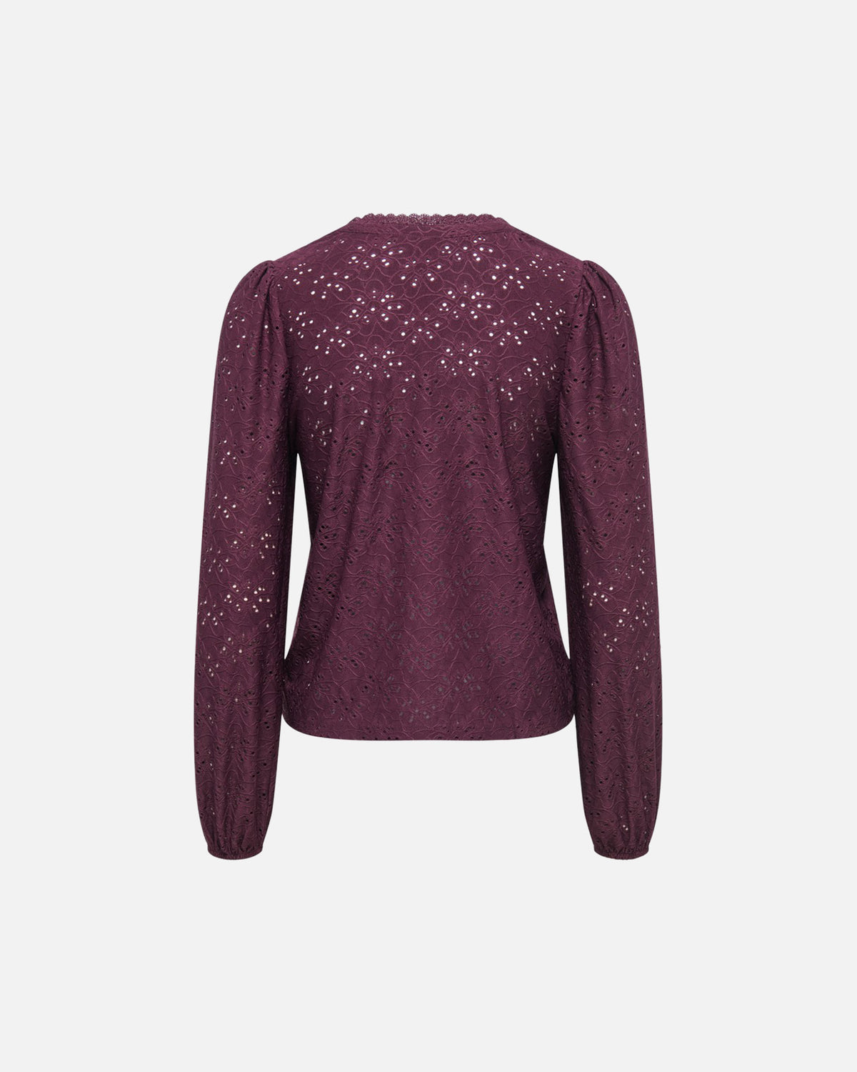 ONLY Topp Smilla L/S V-neck Lace - Winetasting
