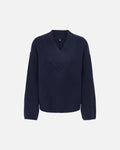 ONLY Strikkegenser Macey LS Loose V-neck - Night Sky Melange