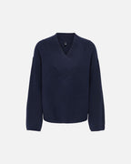 ONLY Strikkegenser Macey LS Loose V-neck - Night Sky Melange
