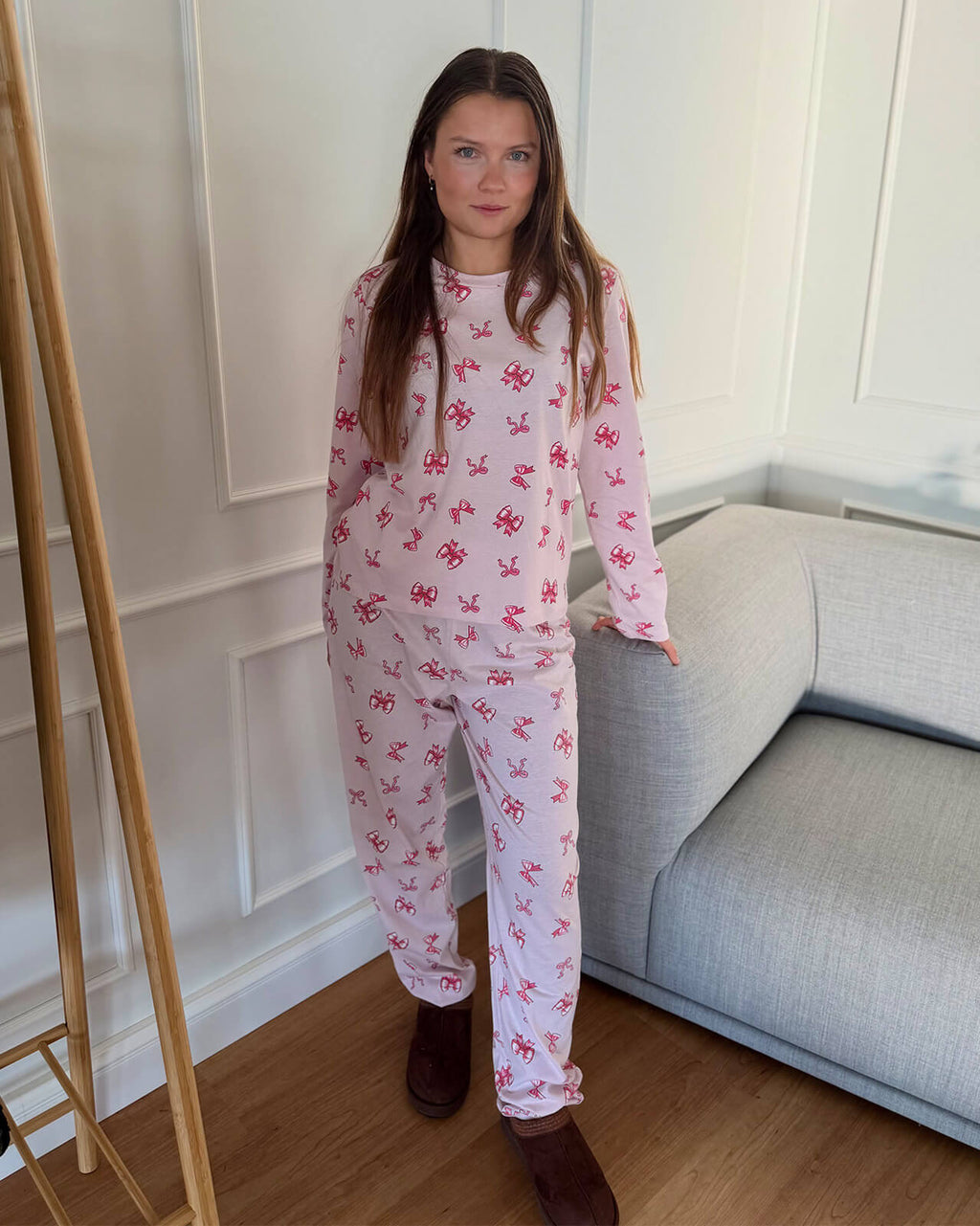 PIECES Pysj Naya Xmas LS Loungewear Set - Light Lilac Bows