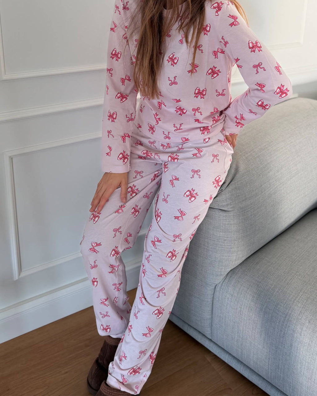PIECES Pysj Naya Xmas LS Loungewear Set - Light Lilac Bows