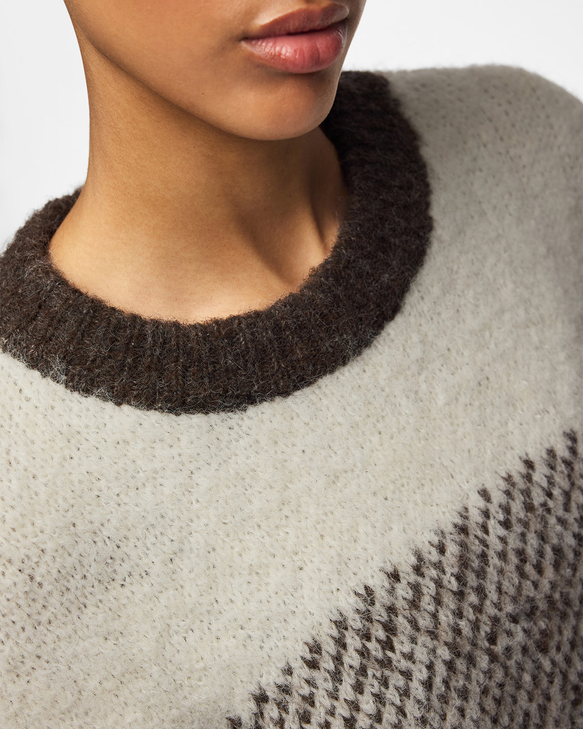 VILA Strikkegenser Alayna LS O-neck Knit - Coffee Quartz/ Egret