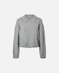 PIECES Strikkegenser Edith LS Pearl Knit - Medium Grey Melange