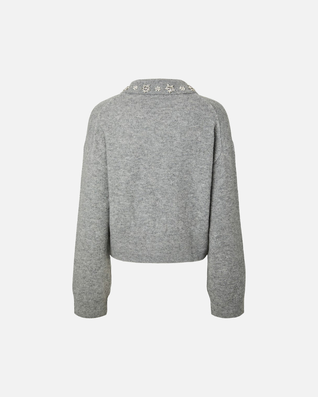 PIECES Strikkegenser Edith LS Pearl Knit - Medium Grey Melange