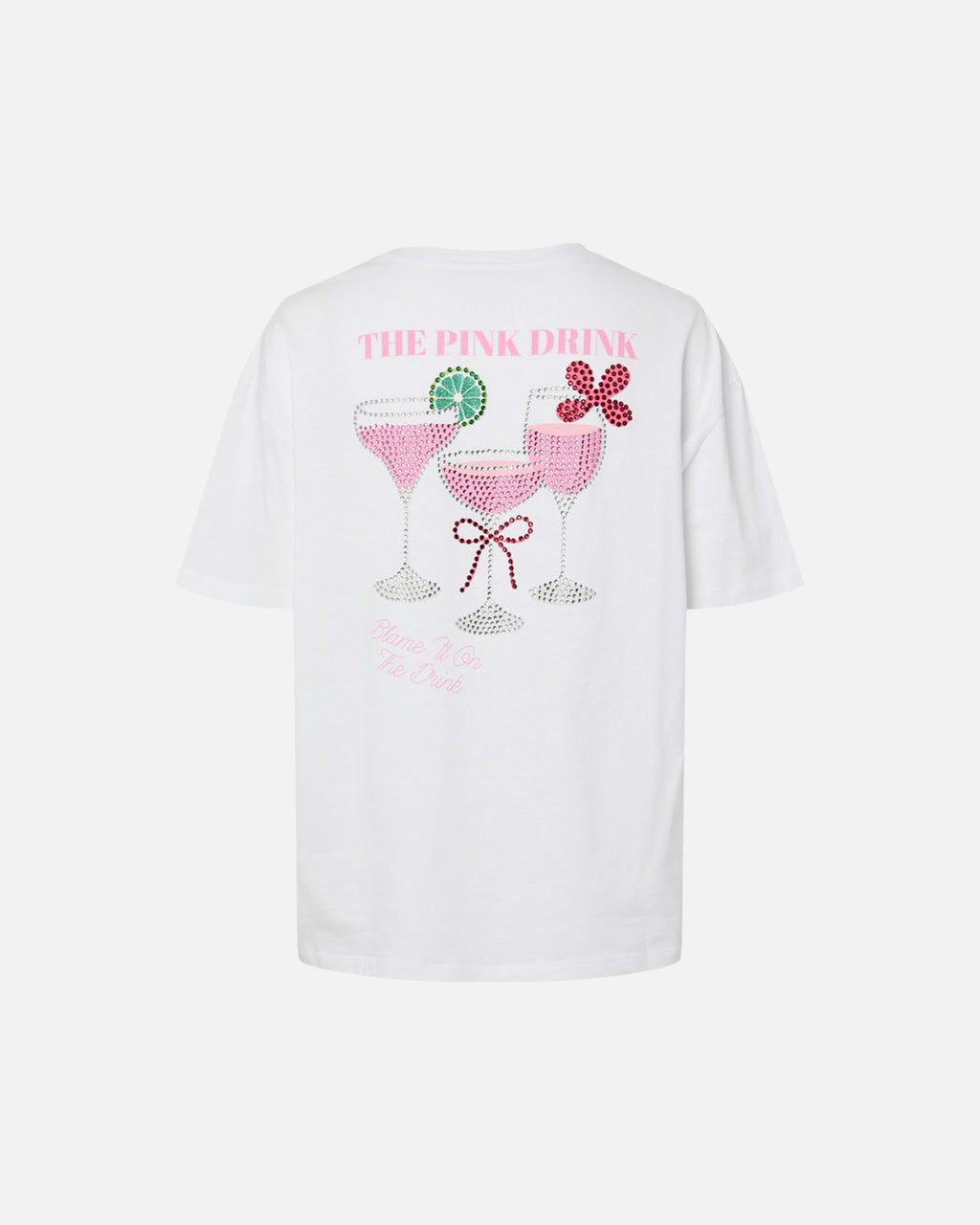 PIECES T-skjorte Efni SS Printed T-shirt - Bright White/ The Pink Drink