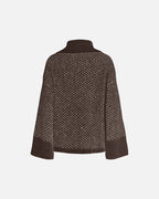 PIECES Strikket Cardigan Mordic LS Loose Knit - Hot Fudge White pepper
