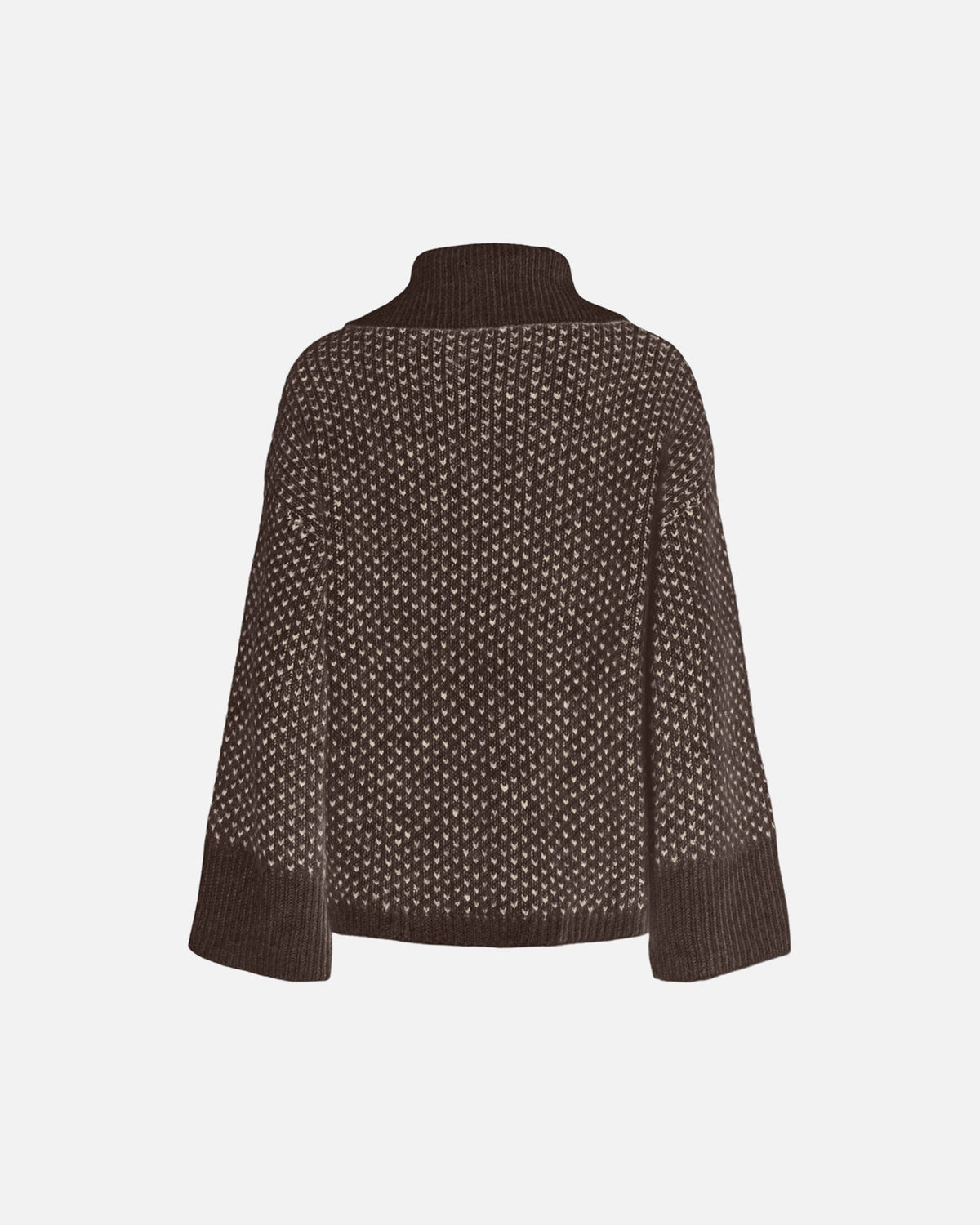 PIECES Strikket Cardigan Mordic LS Loose Knit - Hot Fudge White pepper