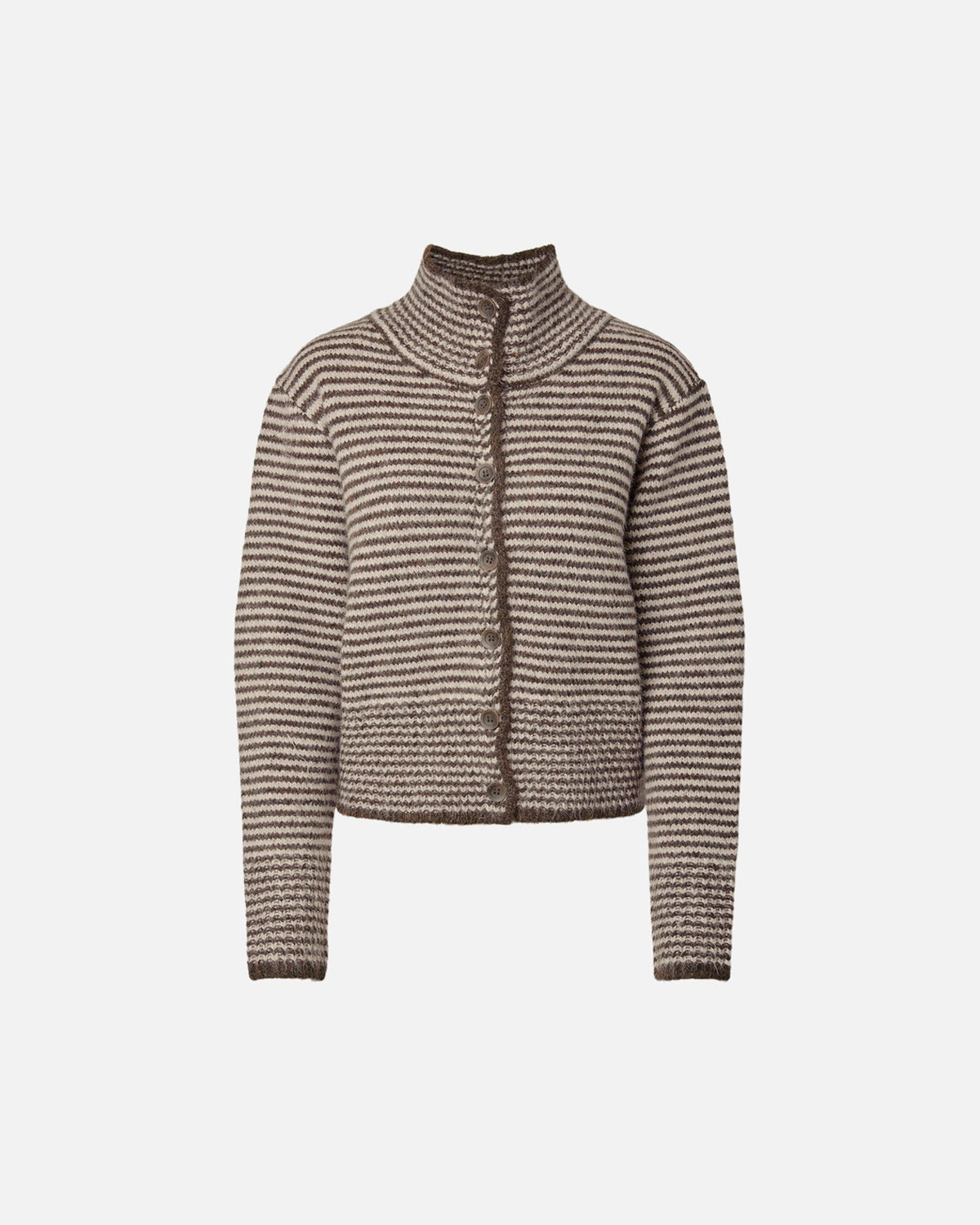 PIECES Cardigan Vena LS High Neck - Whitecap Gray/ Hot Fudge