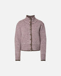 PIECES Cardigan Vena LS High Neck - Roseate Spoonbill/ Hot Fudge