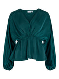 VILA Satengtopp Elmina V-neck L/S - Ponderosa Pine