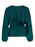 VILA Satengtopp Elmina V-neck L/S - Ponderosa Pine