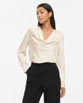 VILA Satengtopp Freja Waterfall L/S - Birch