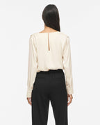 VILA Satengtopp Freja Waterfall L/S - Birch