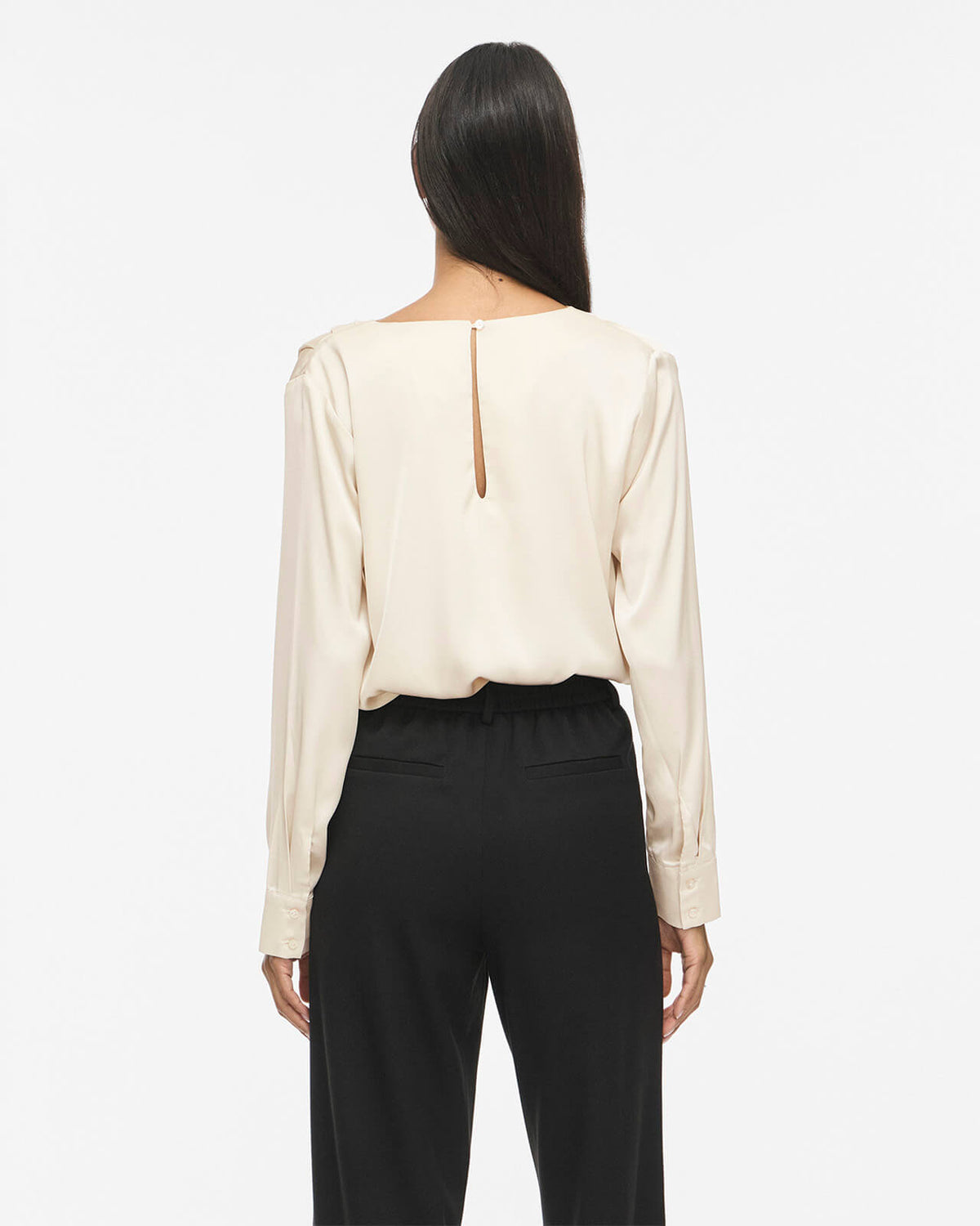 VILA Satengtopp Freja Waterfall L/S - Birch