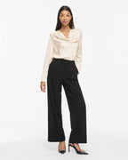 VILA Satengtopp Freja Waterfall L/S - Birch