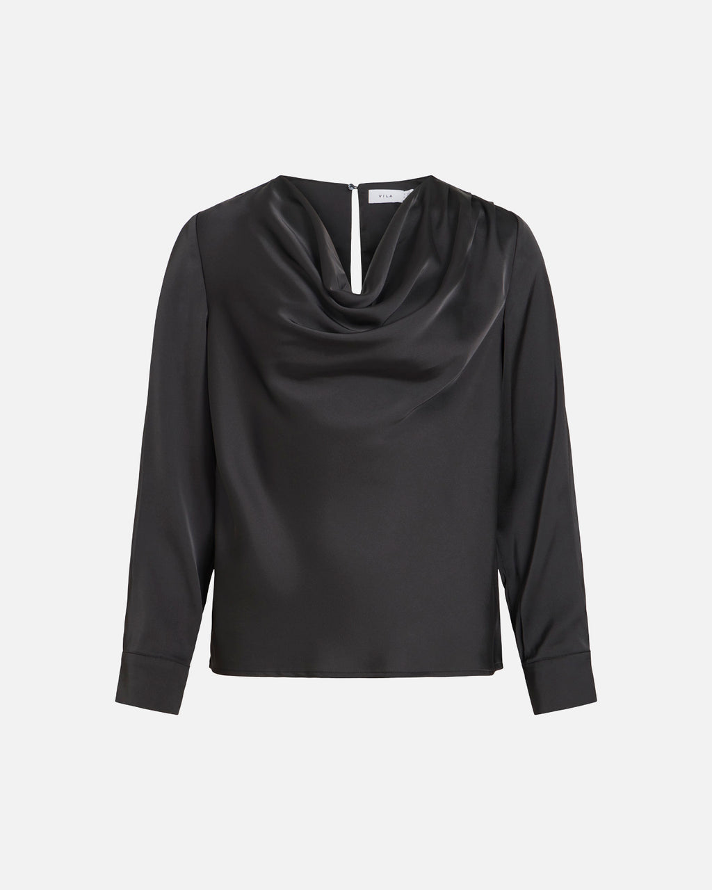 VILA Satengtopp Freja Waterfall L/S - Black