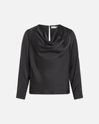 VILA Satengtopp Freja Waterfall L/S - Black