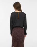 VILA Satengtopp Freja Waterfall L/S - Black