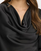 VILA Satengtopp Freja Waterfall L/S - Black