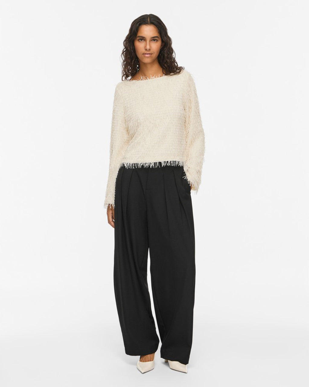 VILA Topp Toi L/S Boatneck - Birch