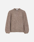 VILA Strikkegenser Bows L/S Puff Knit - Dark Natural Melange