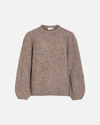 VILA Strikkegenser Bows L/S Puff Knit - Dark Natural Melange
