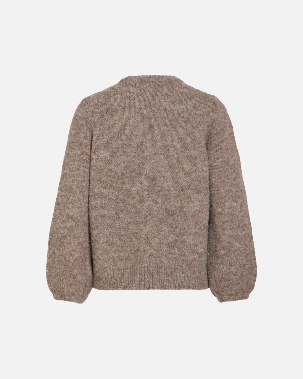 VILA Strikkegenser Bows L/S Puff Knit - Dark Natural Melange