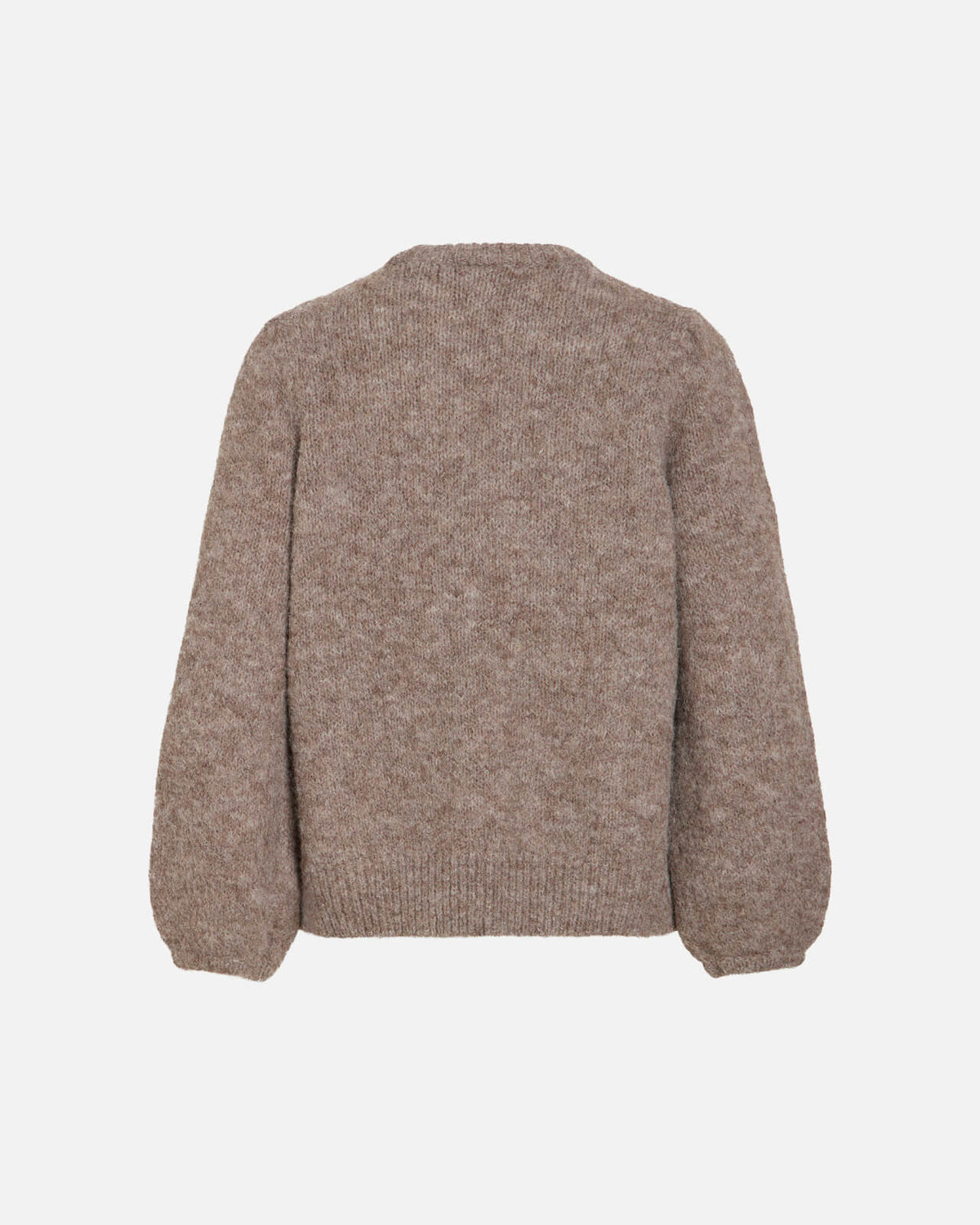 VILA Strikkegenser Bows L/S Puff Knit - Dark Natural Melange