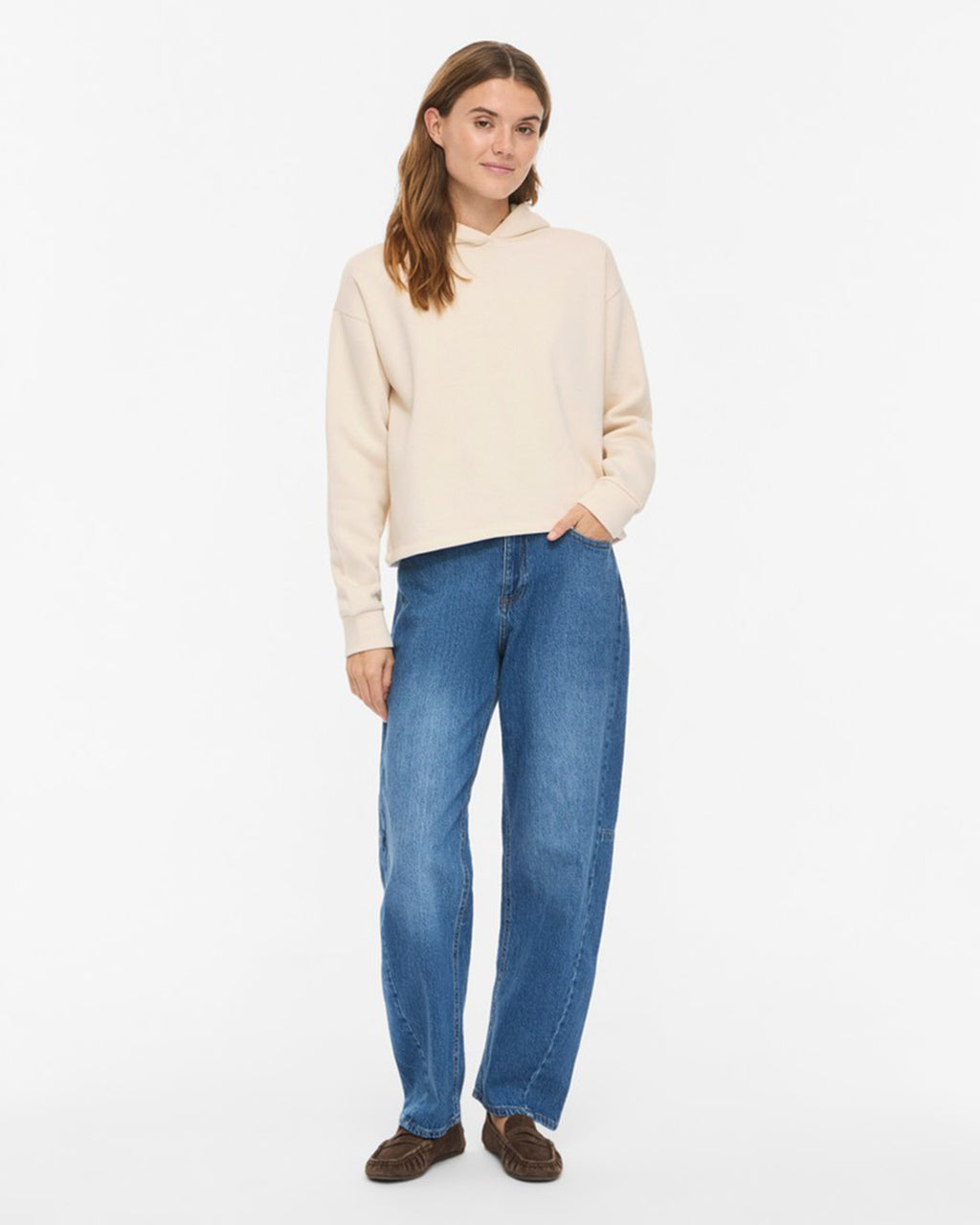 VILA Hettegenser Huris Short L/S Hoodie - Birch