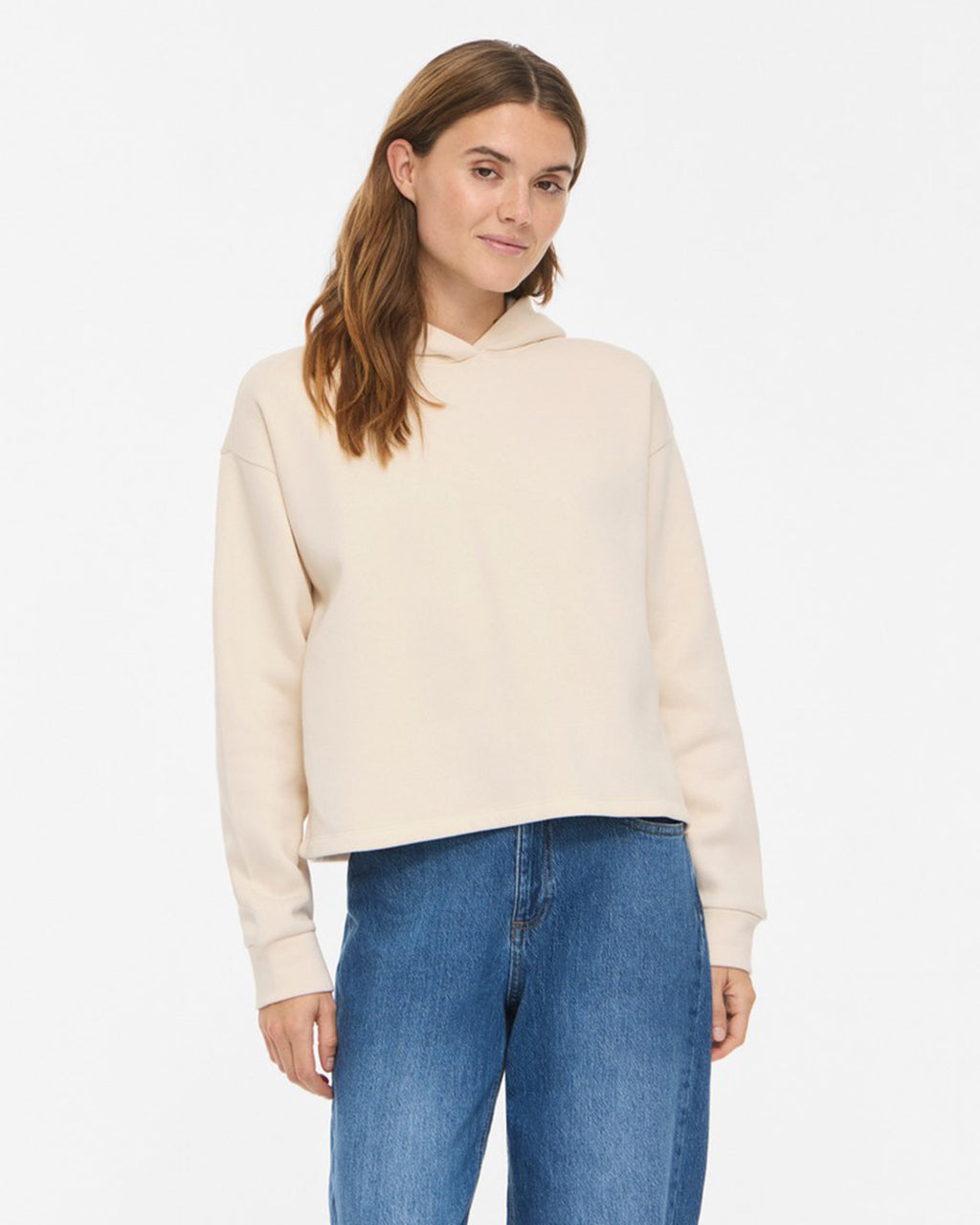 VILA Hettegenser Huris Short L/S Hoodie - Birch