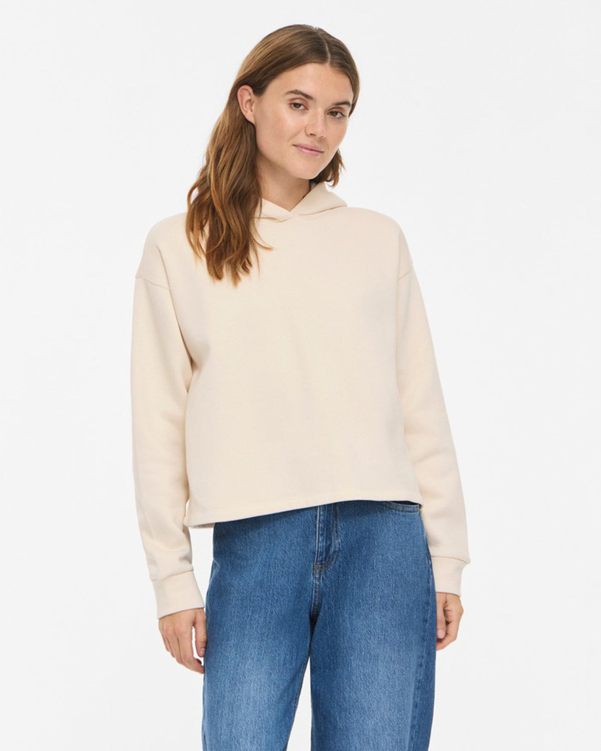 VILA Hettegenser Huris Short L/S Hoodie - Birch