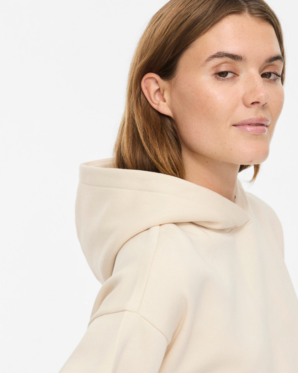 VILA Hettegenser Huris Short L/S Hoodie - Birch