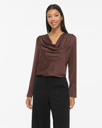 VILA Satengtopp Freja Waterfall L/S - Coffee Bean